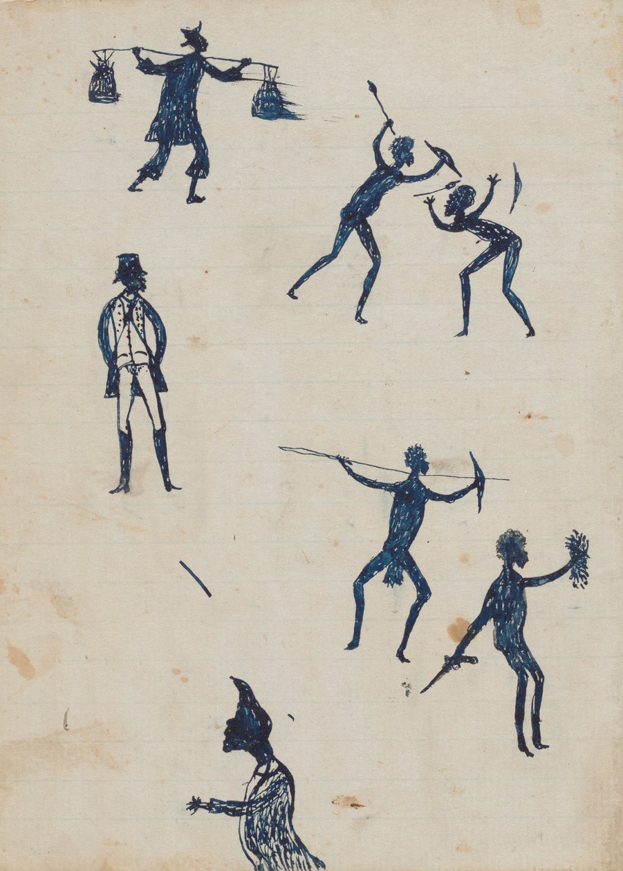 Chinese Man; Men Fighting and Hunting; Squatter; Profile by Tommy McRae
