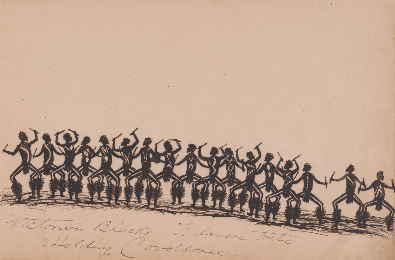 Victorian Blacks - Kilmore Tribe Holding Corroboree by Tommy McRae