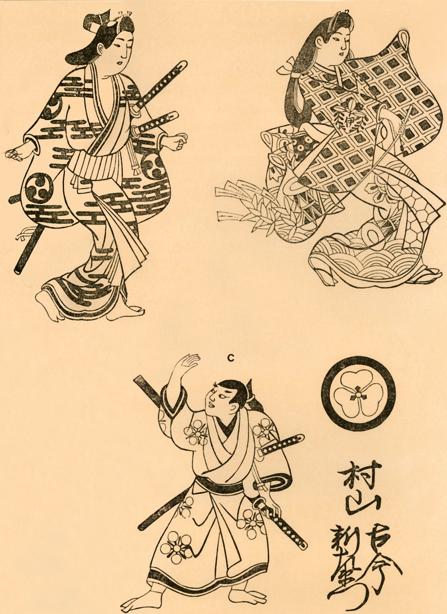 Three figures by Torii Kiyonobu I