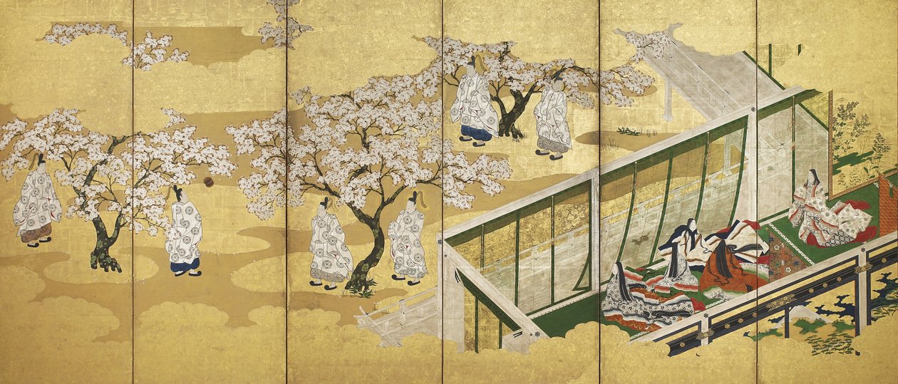 The Tale of Genji, chapter 34; Kashiwagi catches sight of the Third Princess by Tosa Mitsuoki