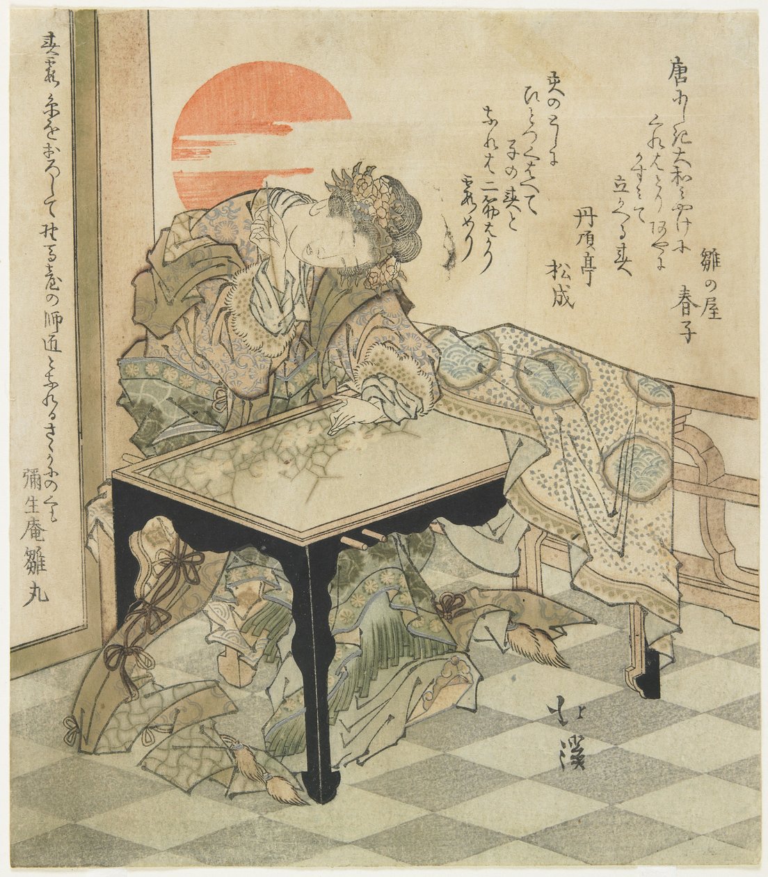 Chinese Princess at an Embroidery Table, 1828 by Toyota Hokkei