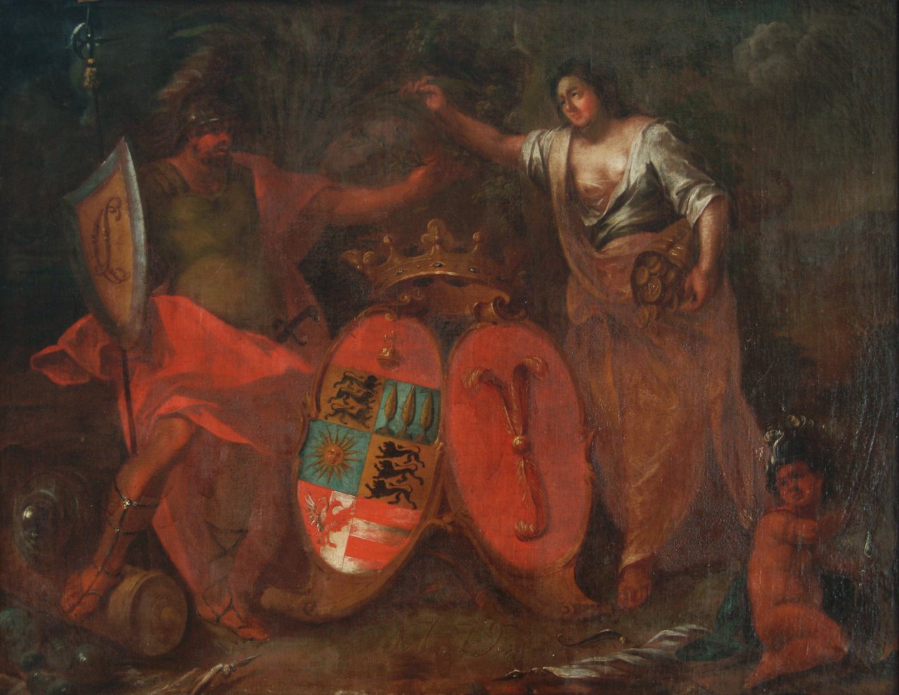 Alliance Coat of Arms Waldburg with Harrach, from a Painting in the Palace Hohenems by Unbekannt Unbekannt