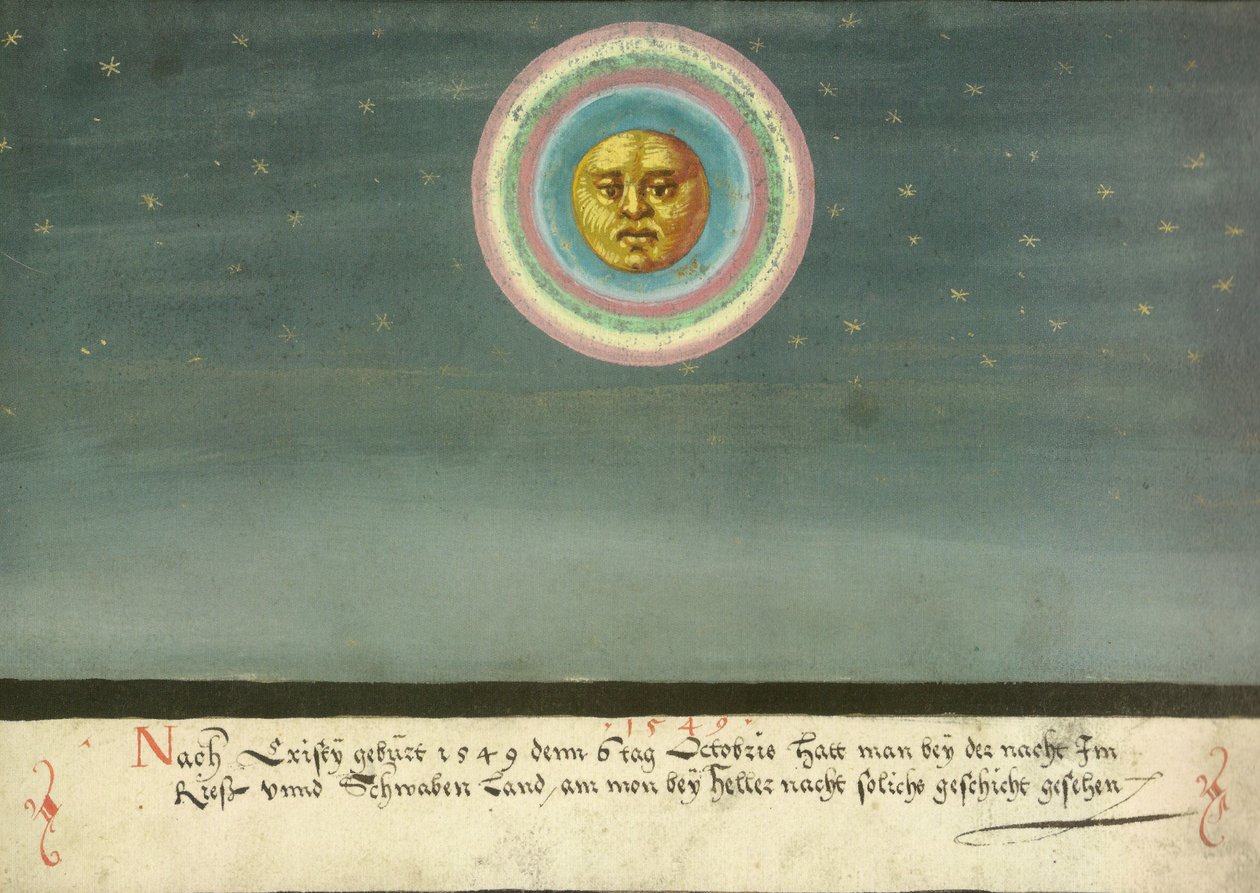 Augsburg Book of Miracles — Folio 163- Moon Halo over Swabia by Unbekannt Unbekannt