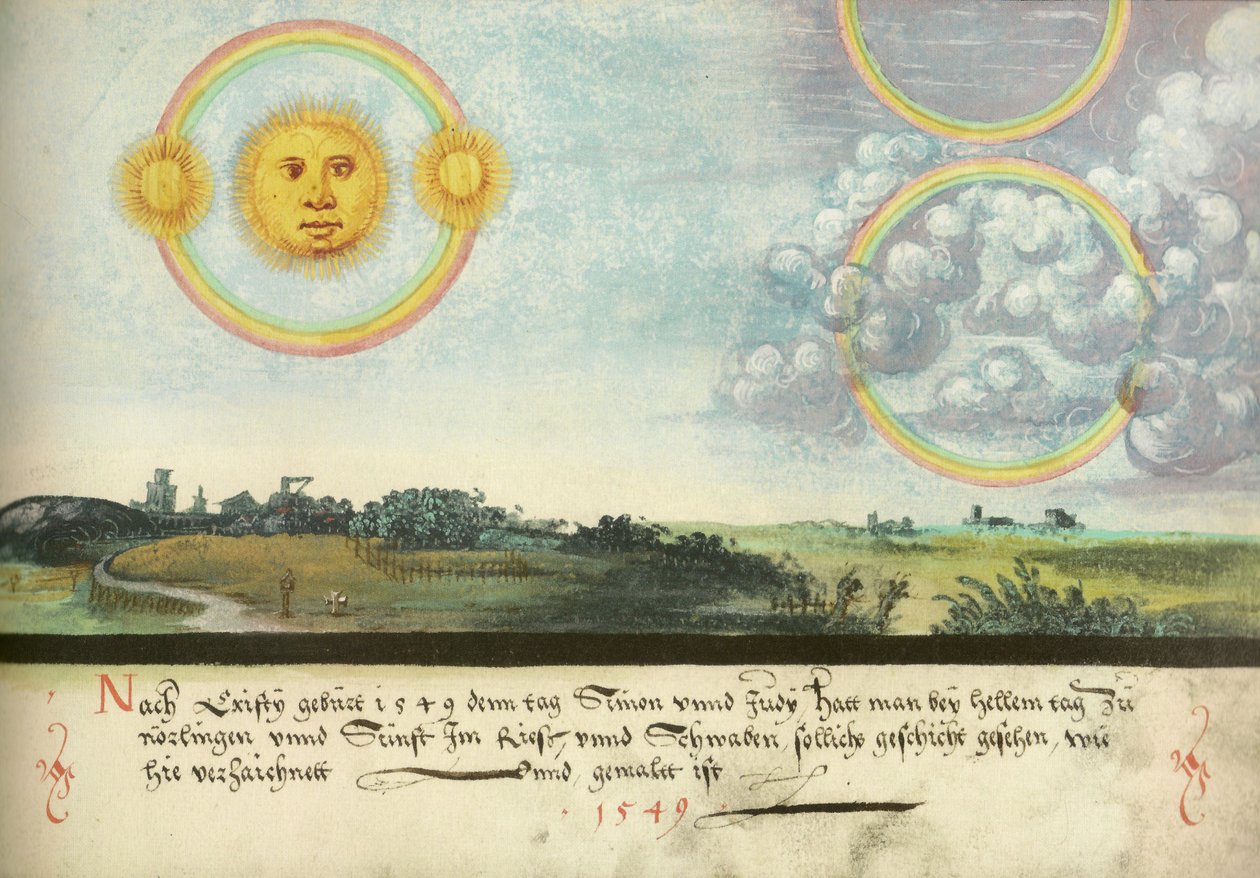 Augsburg Book of Miracles — Folio 165: Five Suns over Leipzig 1551 by Unbekannt Unbekannt