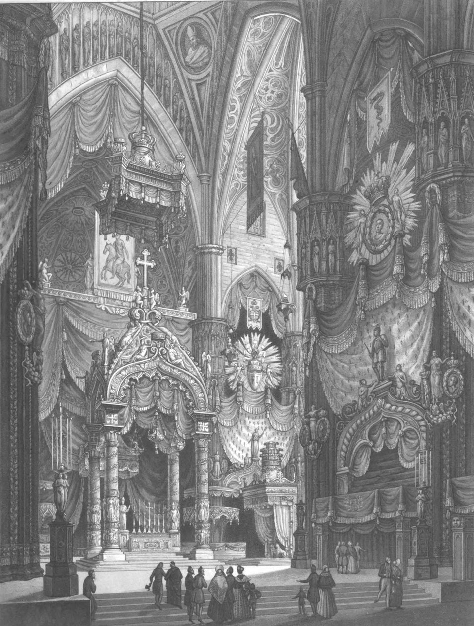 Decorations in the Interior of the Cathedral of Milan in the Coronation of Ferdinand I as King of Lombardia-Venetia by Unbekannt Unbekannt