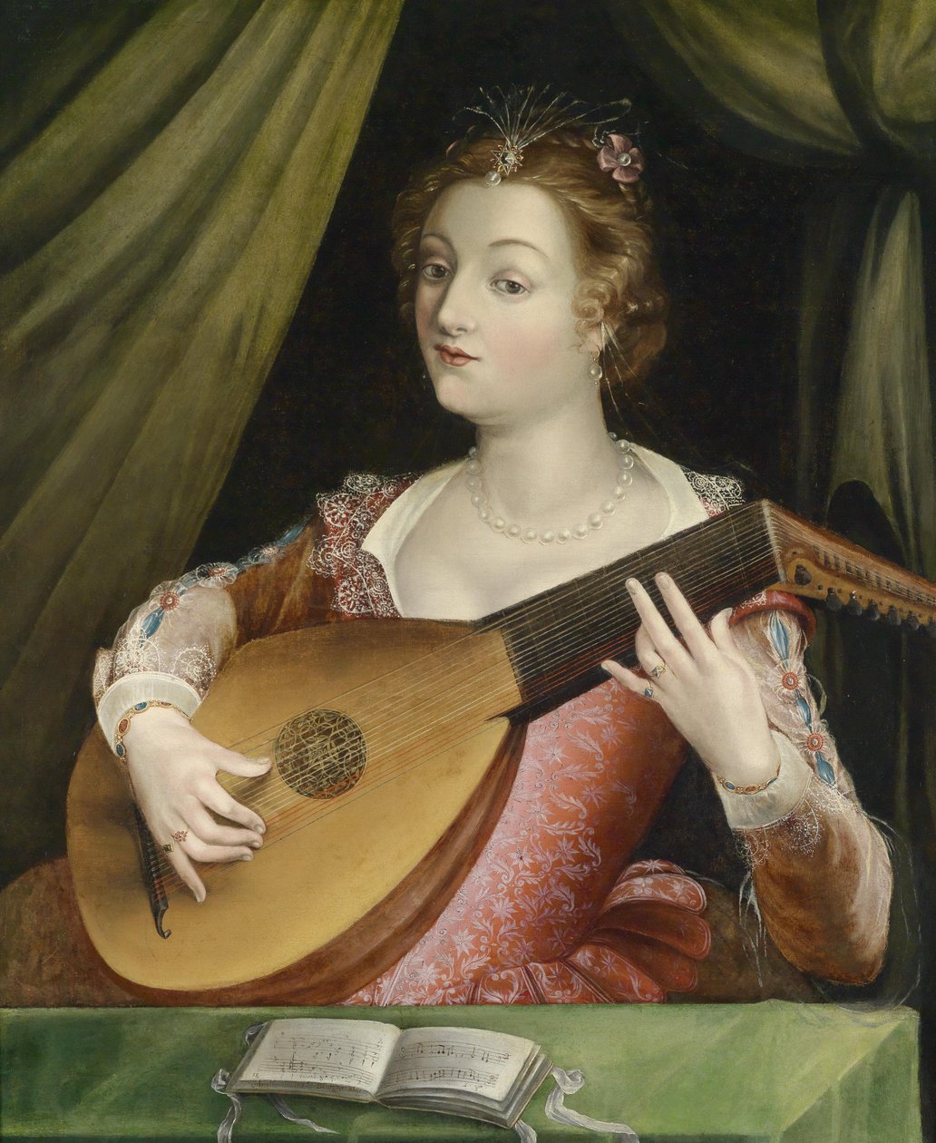 A Nobly Dressed Lute Player by Unbekannt Unbekannt