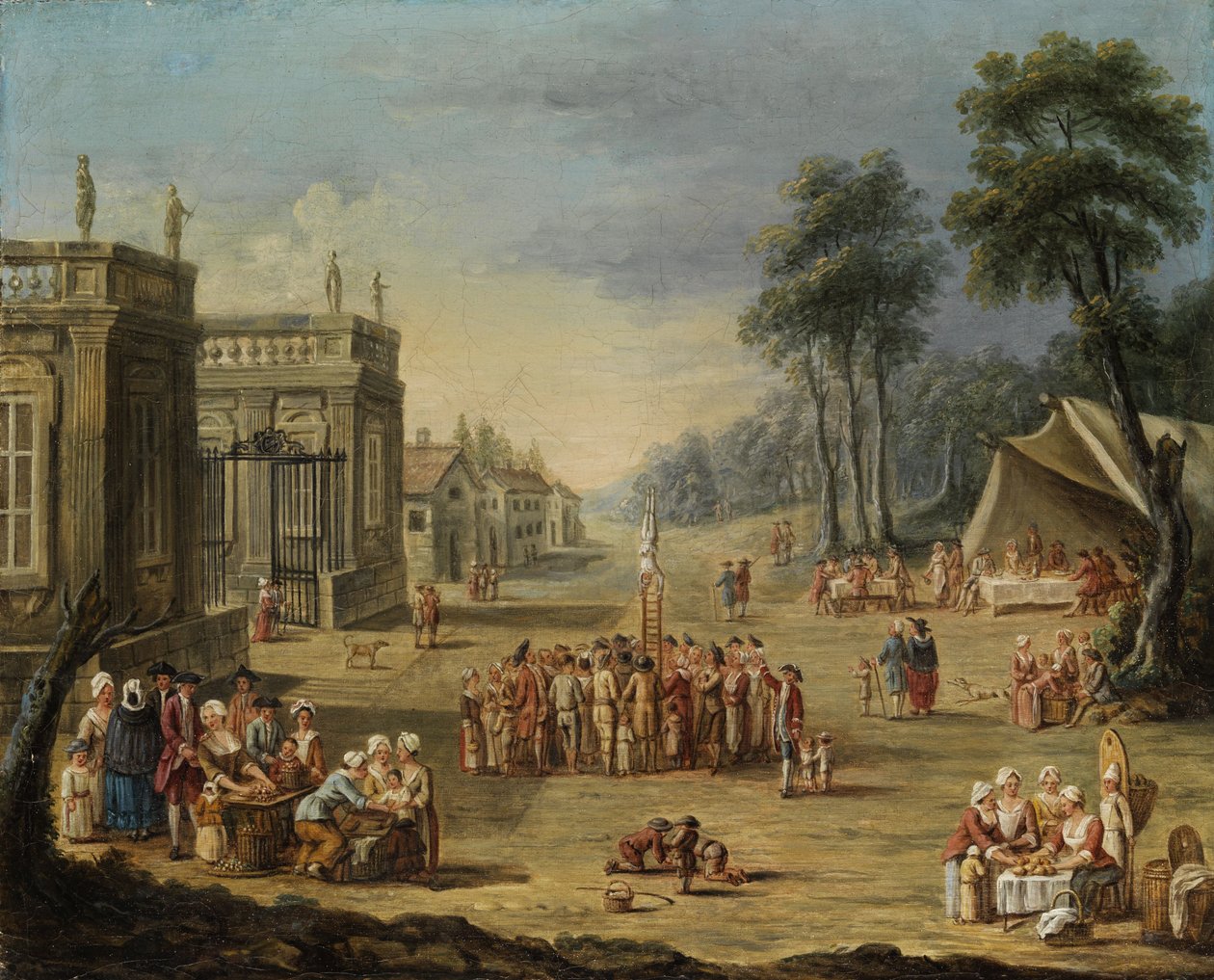 Courtly Garden Festival with Tent and an Artist in an Astonished Crowd by Unbekannt Unbekannt