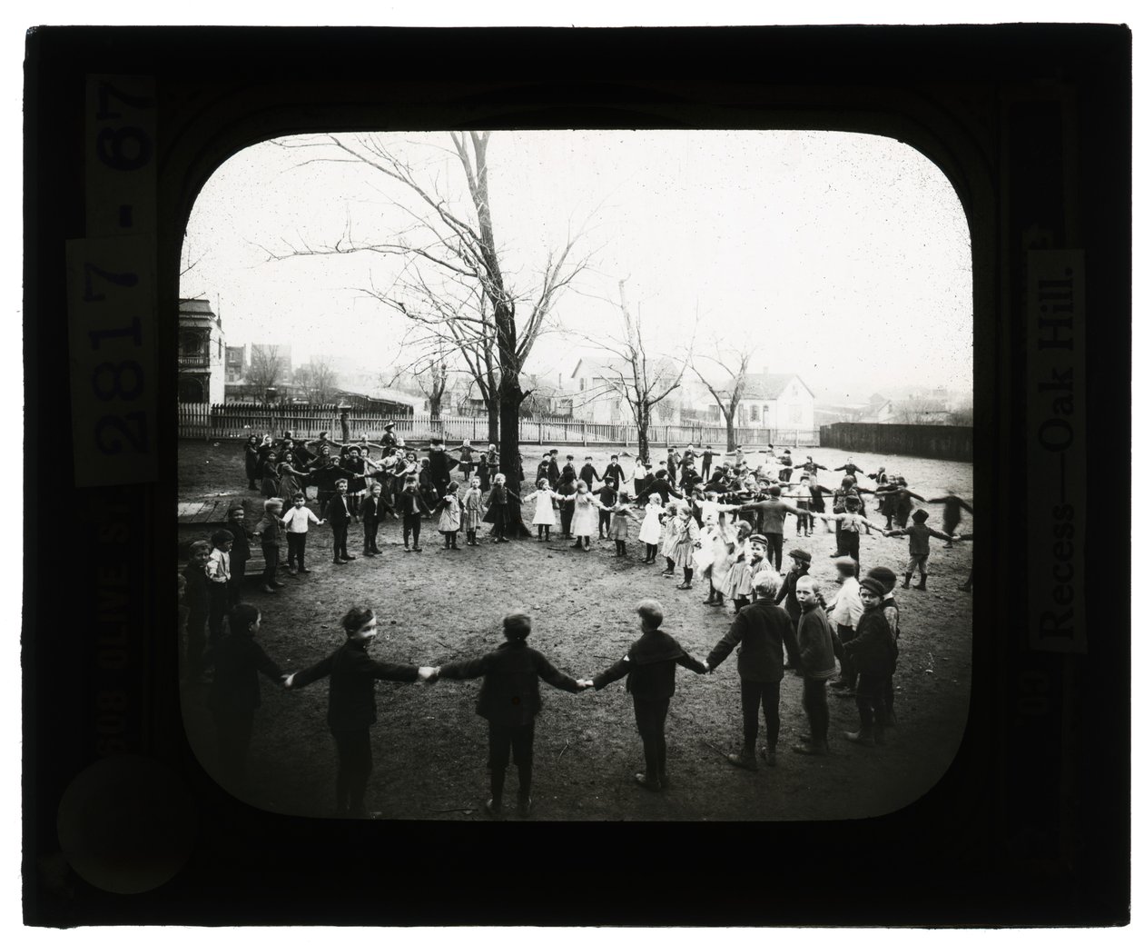 Horizontal, Black and White Photo of Boys and Girls Holding Hands and Forming Circles Outdoors by Unbekannt Unbekannt