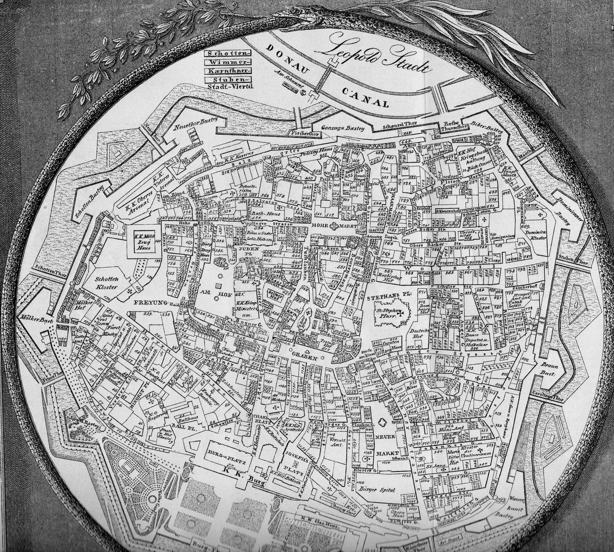 Plan of Inner Vienna, State before 1854 by Unbekannt Unbekannt
