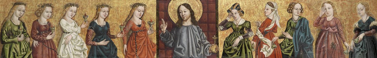 Salvator Mundi between the Wise and Foolish Virgins by Unbekannt Unbekannt