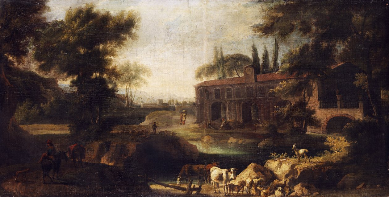 Supraport Landscape with Manor House by Unbekannt Unbekannt