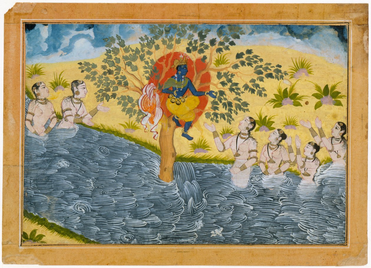 The Gopis Plead with Krishna to Return Their Clothing. Folio from a Bhagavata Purana (Ancient Stories of Lord Vishnu) Series by Unbekannt Unbekannt