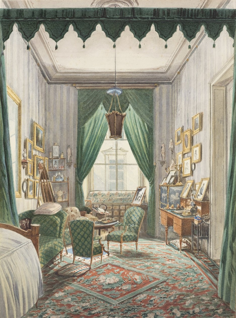 An Interior with a Curtained Bed Alcove by Unbekannt Unbekannt