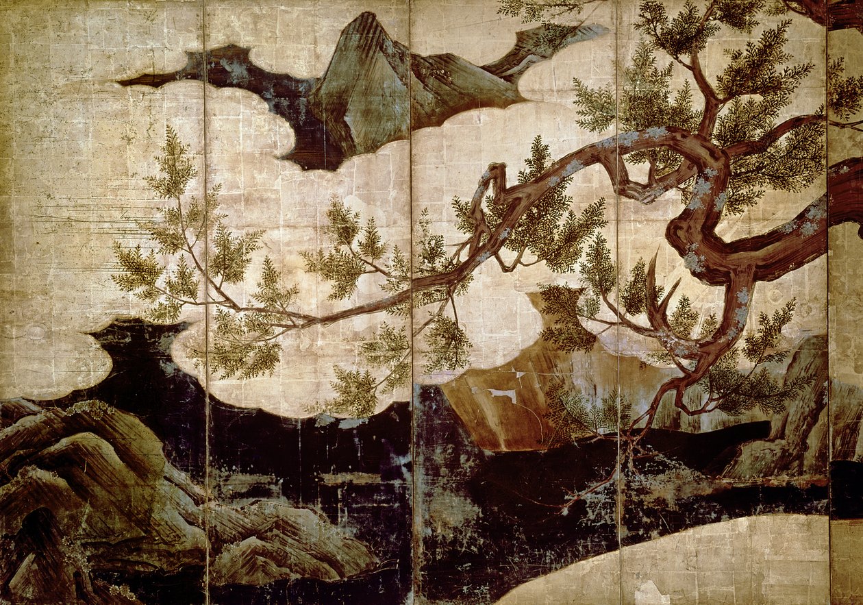 Cypress by Kano Eitoku, Muromanchi period (from an eight-fold screen) by Unbekannt Unbekannt
