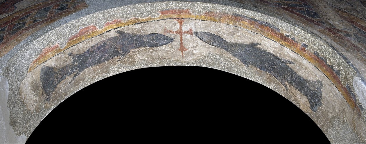 Fish Flanking a Cross from Santa Maria de Taüll by Unbekannt Unbekannt