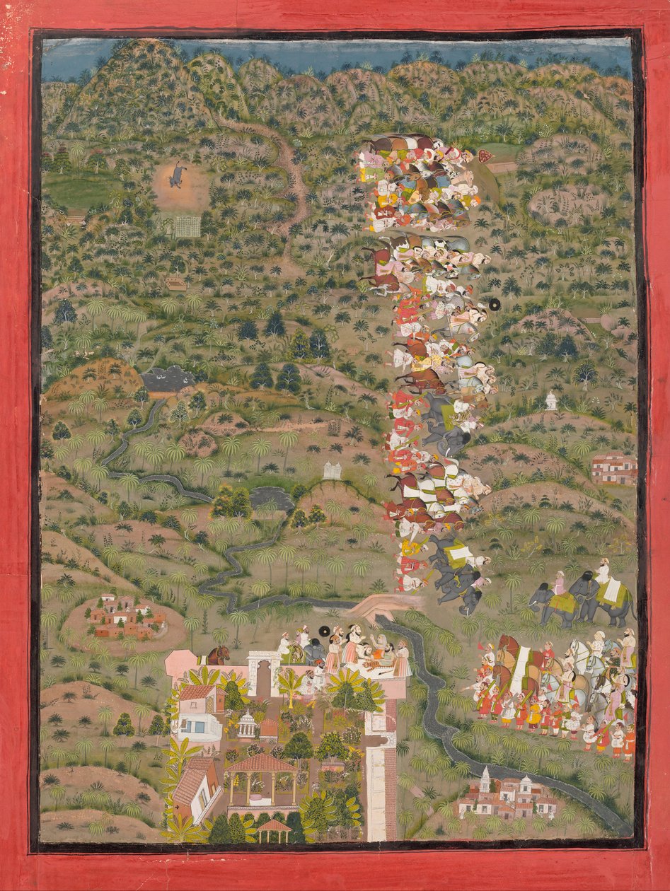 Maharana Sangram II Visiting Gosain Nilakanthaji After a Tiger Hunt by Unbekannt Unbekannt