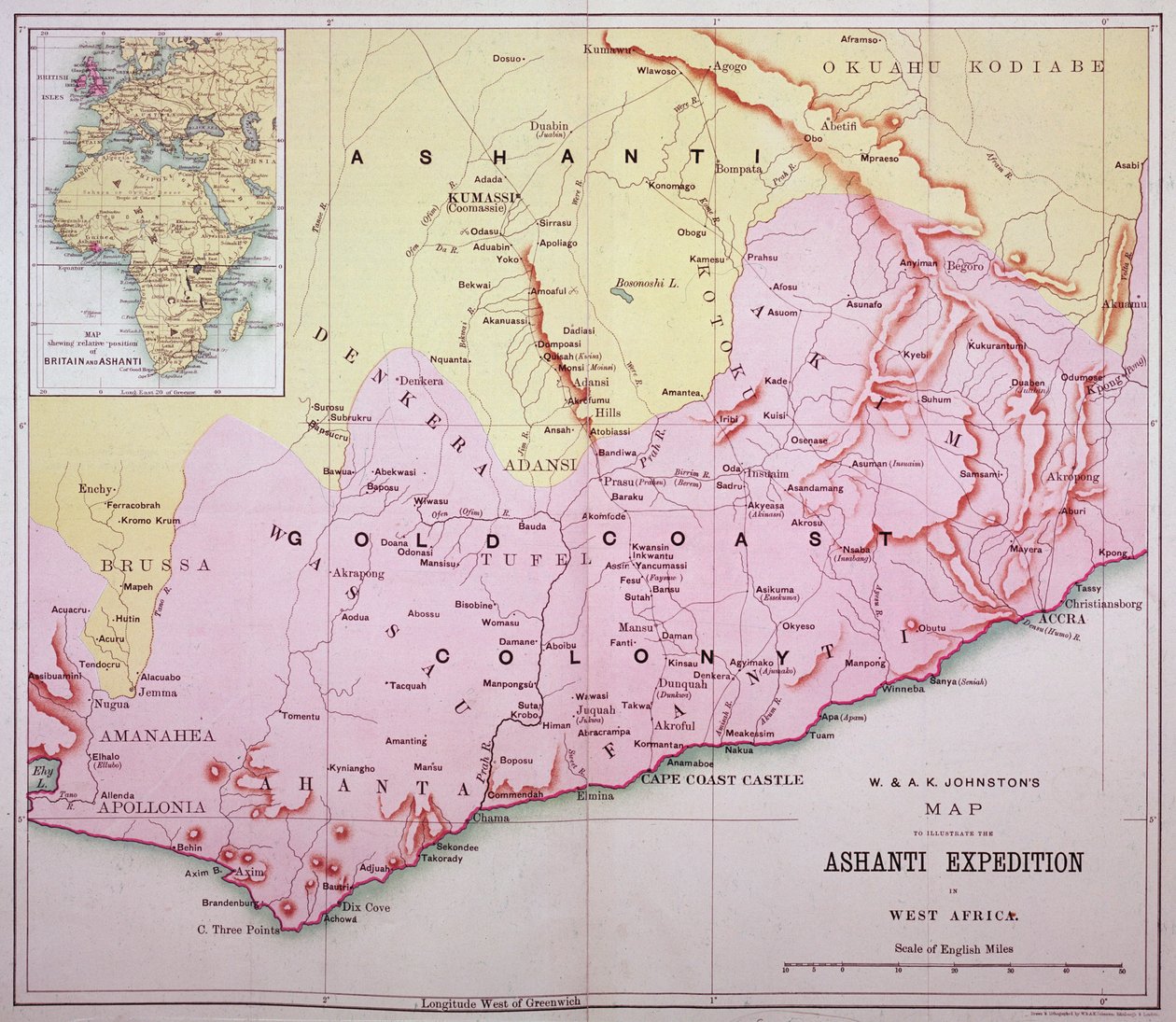 Map of the Gold Coast at the Time of the Third Ashanti Expedition in 1874 by Unbekannt Unbekannt