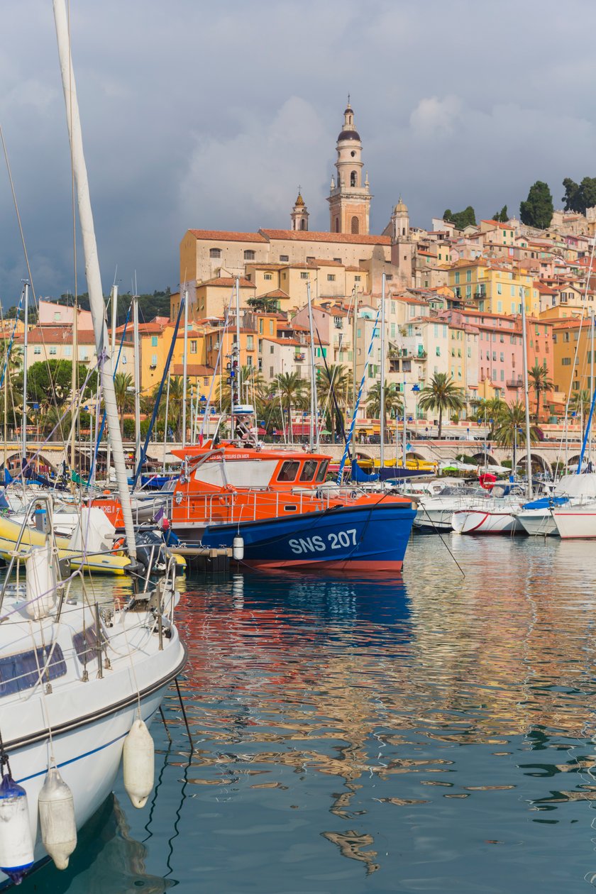 Menton, France. View Over Harbour to Town by Unbekannt Unbekannt