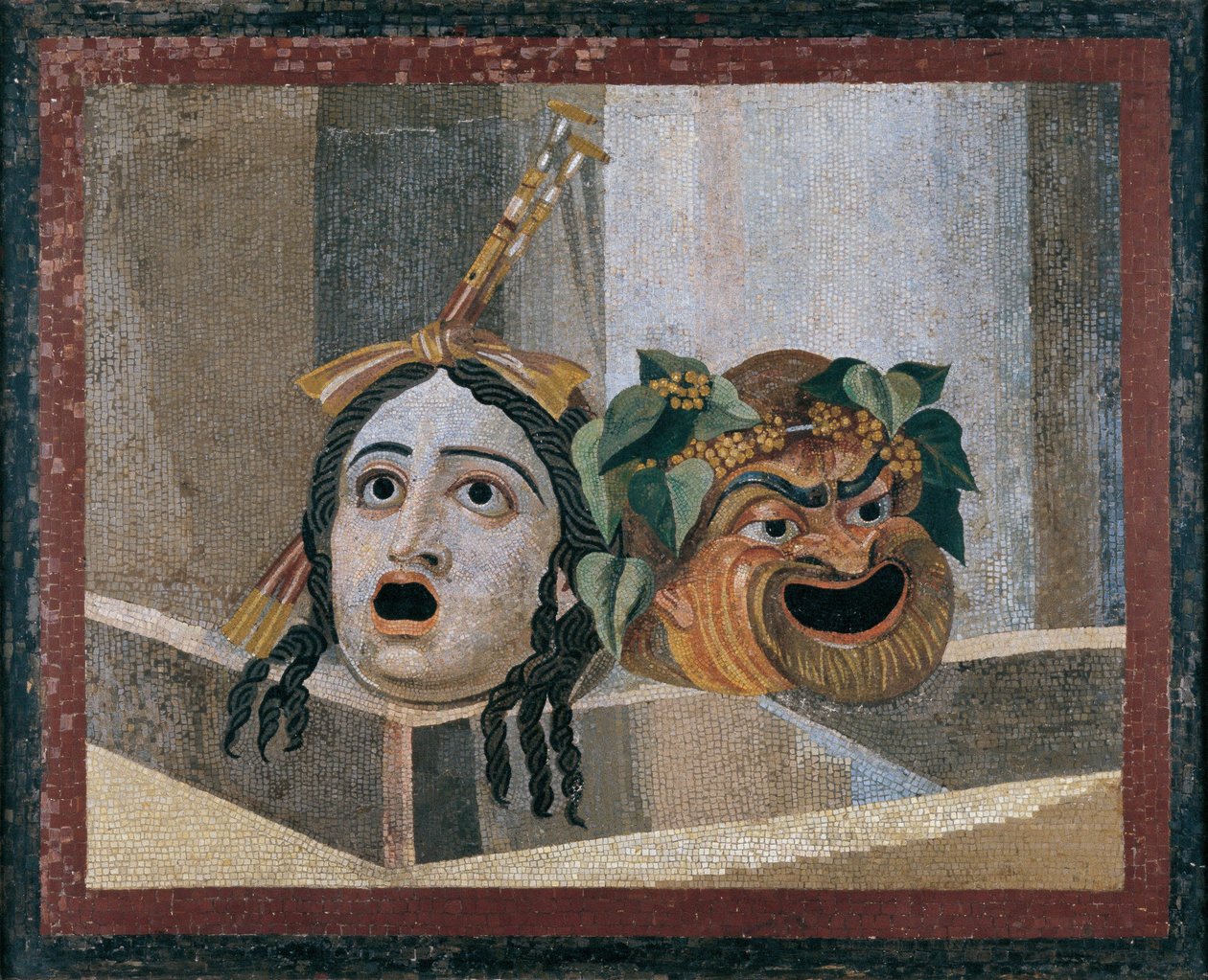 Mosaic of the Theatrical Masks by Unbekannt Unbekannt