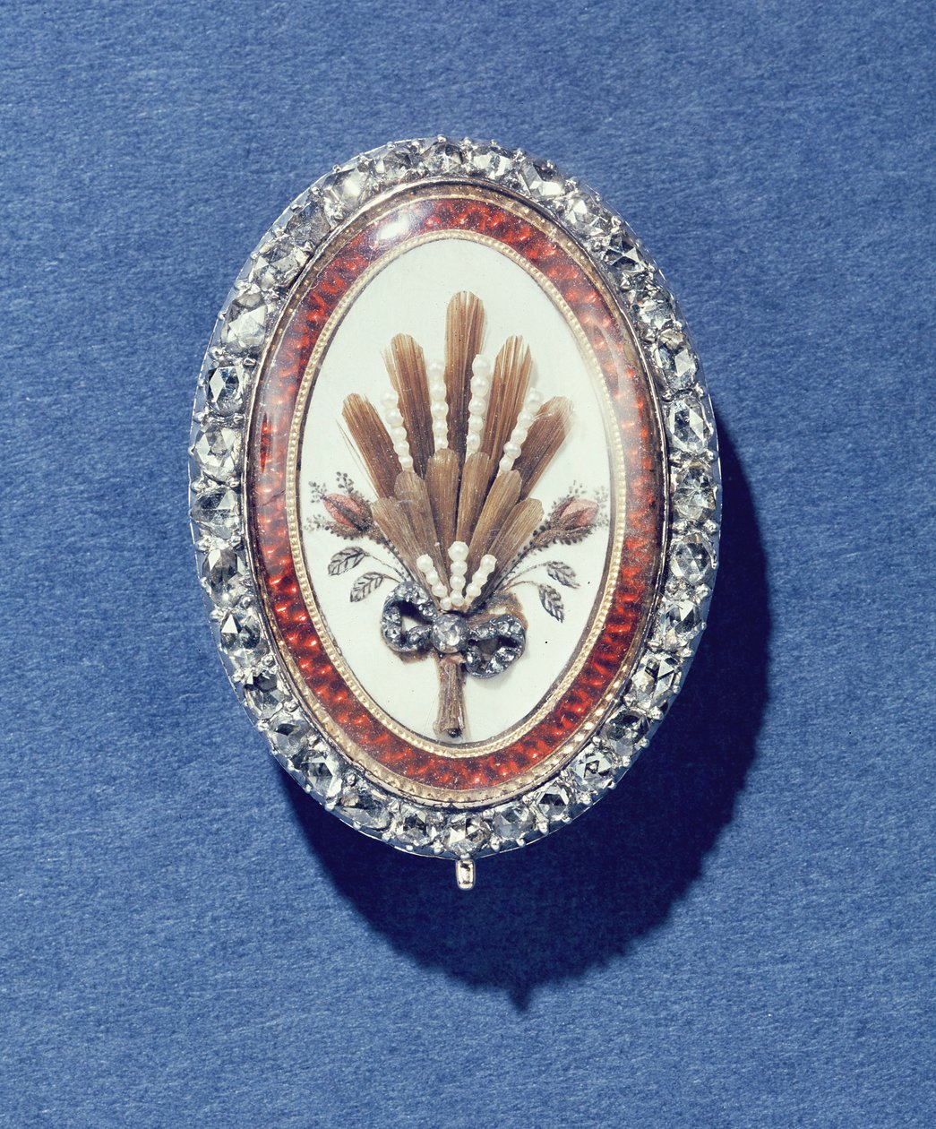 Pendant of Rose Diamonds, Enamelled Pearls and Hair by Unbekannt Unbekannt