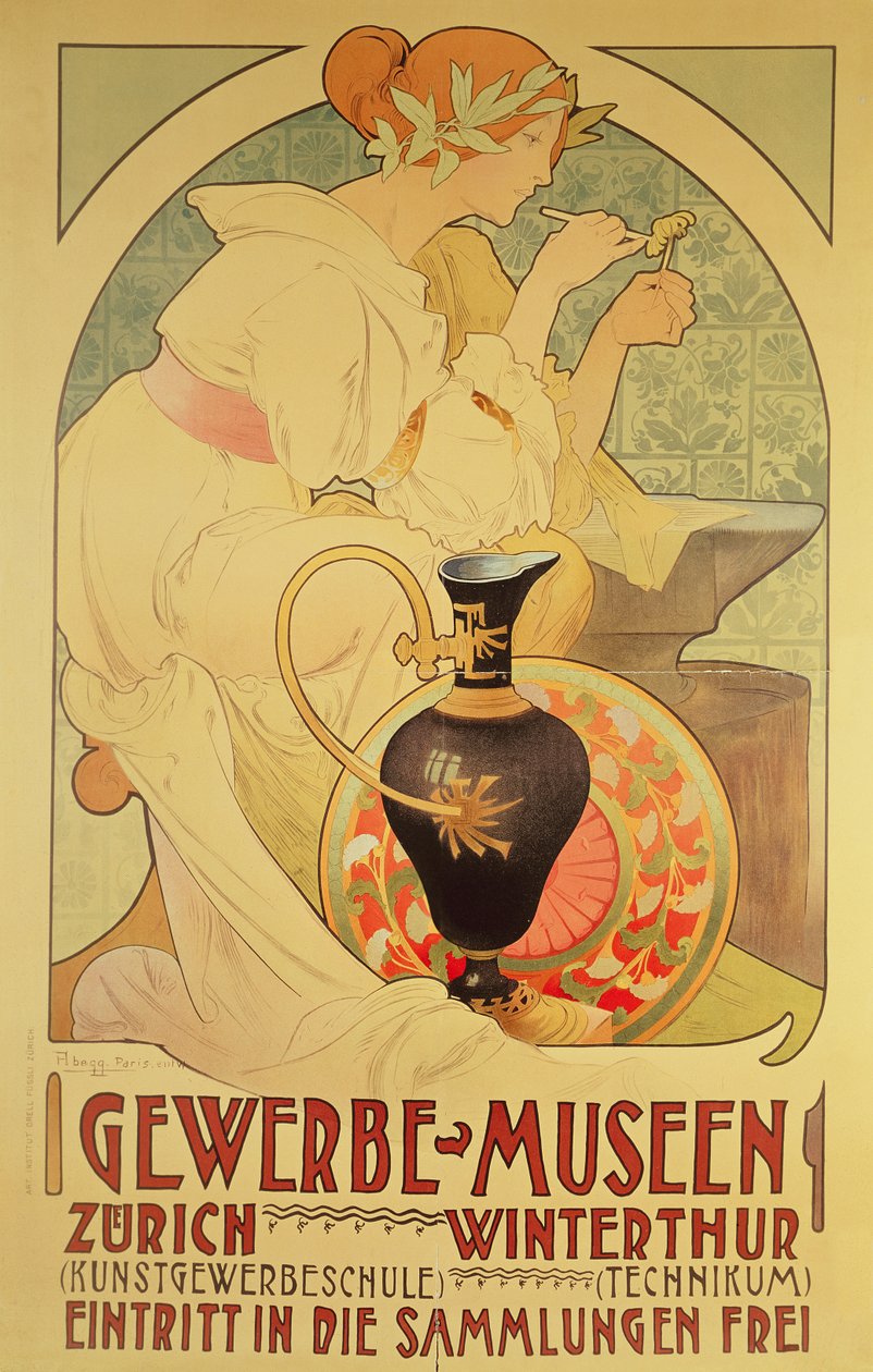 Poster Advertising the Gewerbe Museen, Zurich by Unbekannt Unbekannt