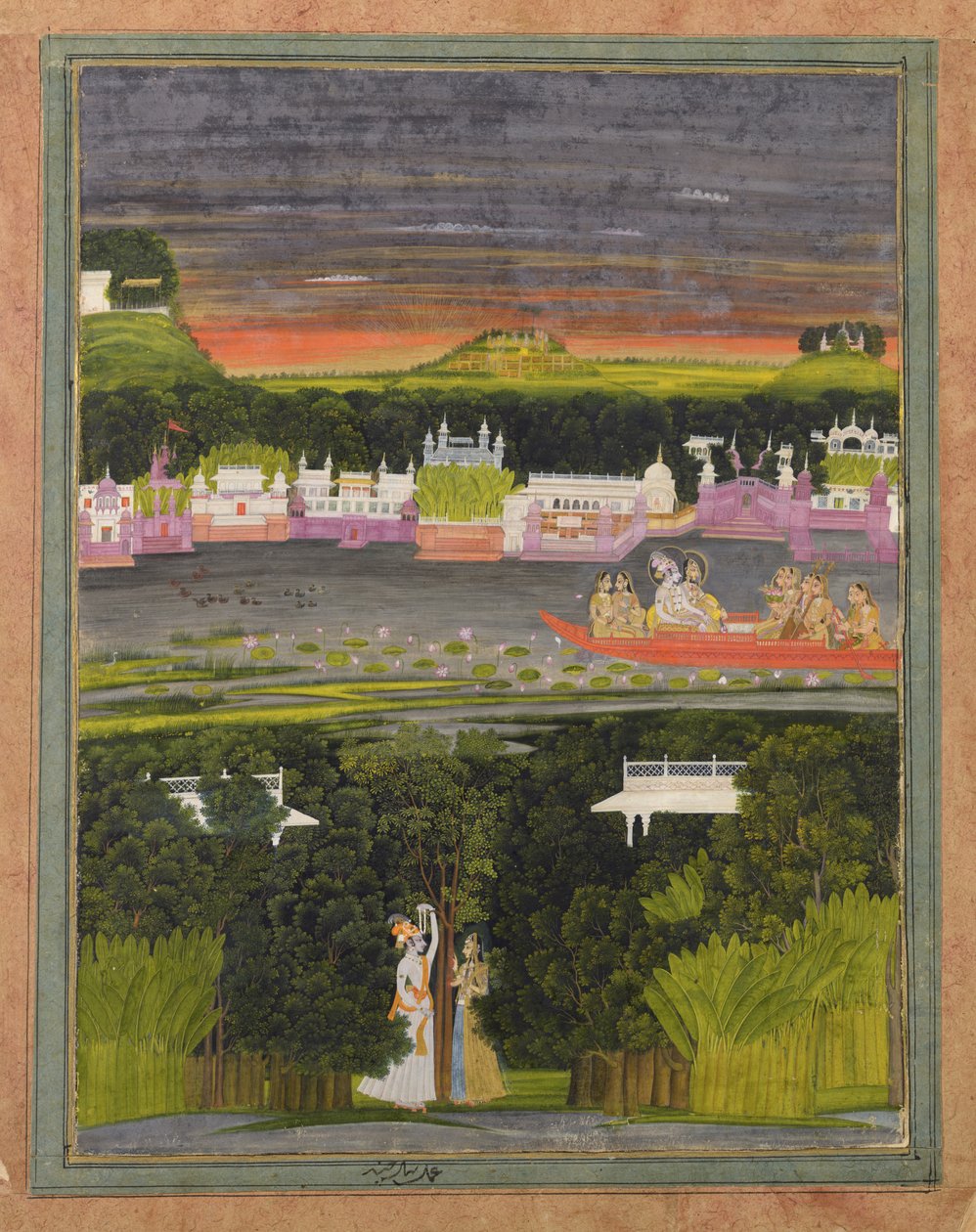 Radha and Krishna in the Boat of Love by Unbekannt Unbekannt