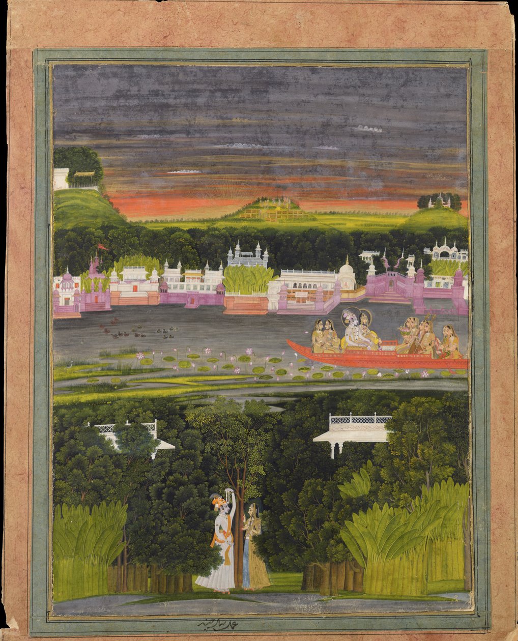 Radha and Krishna in the Boat of Love by Unbekannt Unbekannt