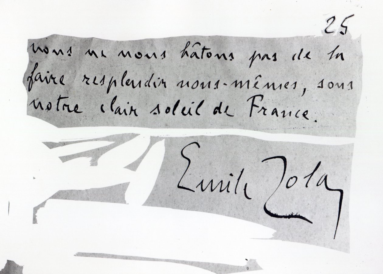 Signature of Emile Zola by Unbekannt Unbekannt