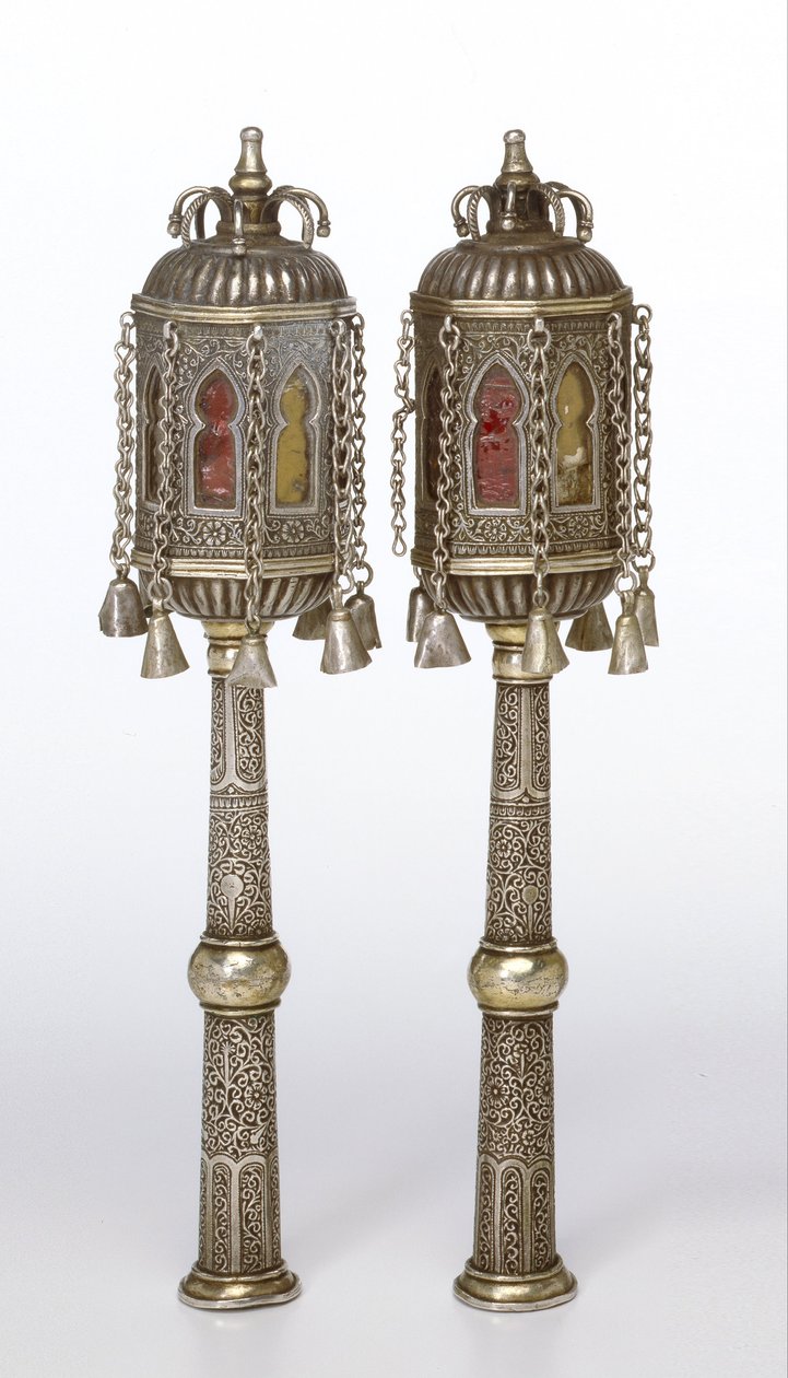 Torah finials with horseshoe-shaped windows by Unbekannt Unbekannt