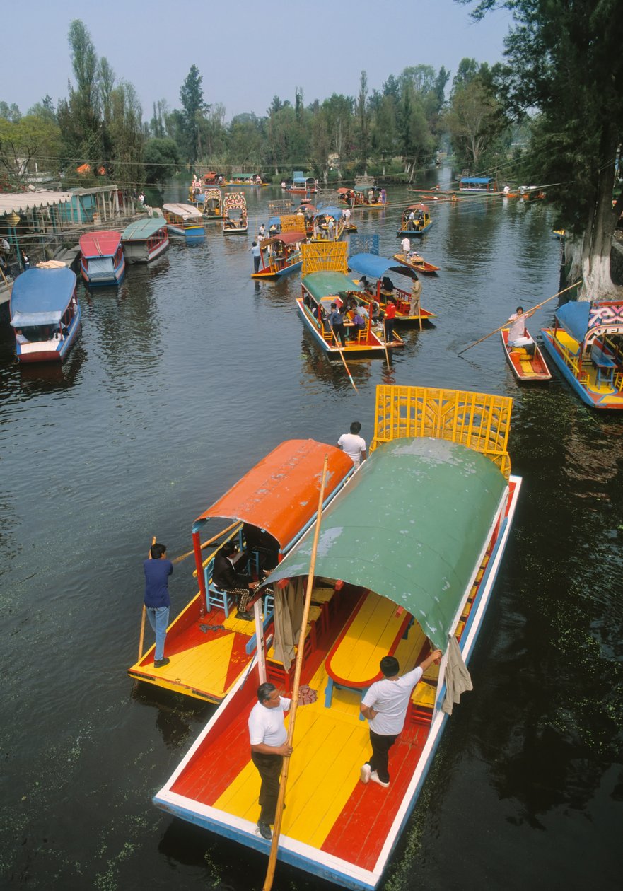 Trajineras on a Canal by Unbekannt Unbekannt