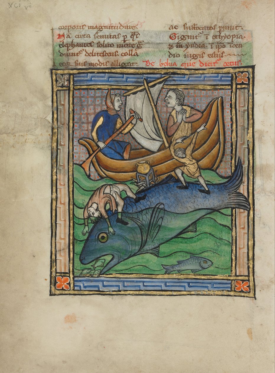 Two Fishermen on a Sea Creature by Unbekannt Unbekannt
