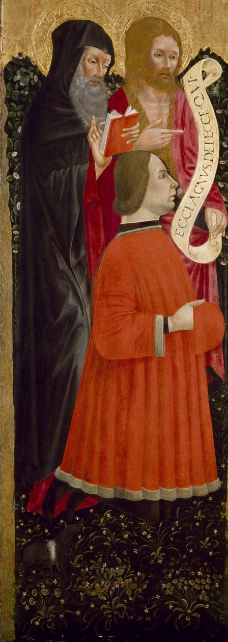 Saints Anthony Abbot and John the Baptist with a Donor by Unbekannt Unbekannt
