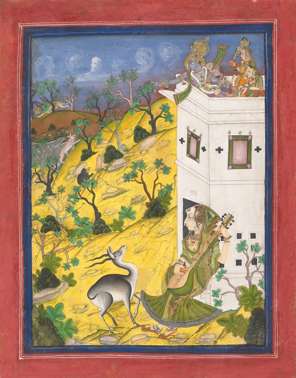 A Female Musician Charms an Antelope by Unbekannt