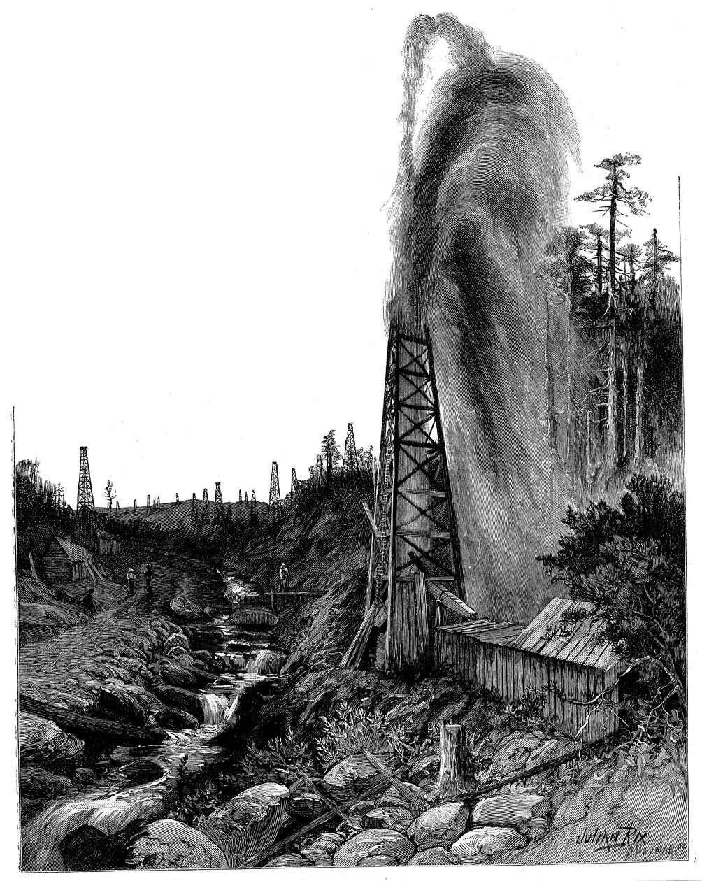 A Gusher in the Pennsylvanian Oilfields, USA by Unbekannt