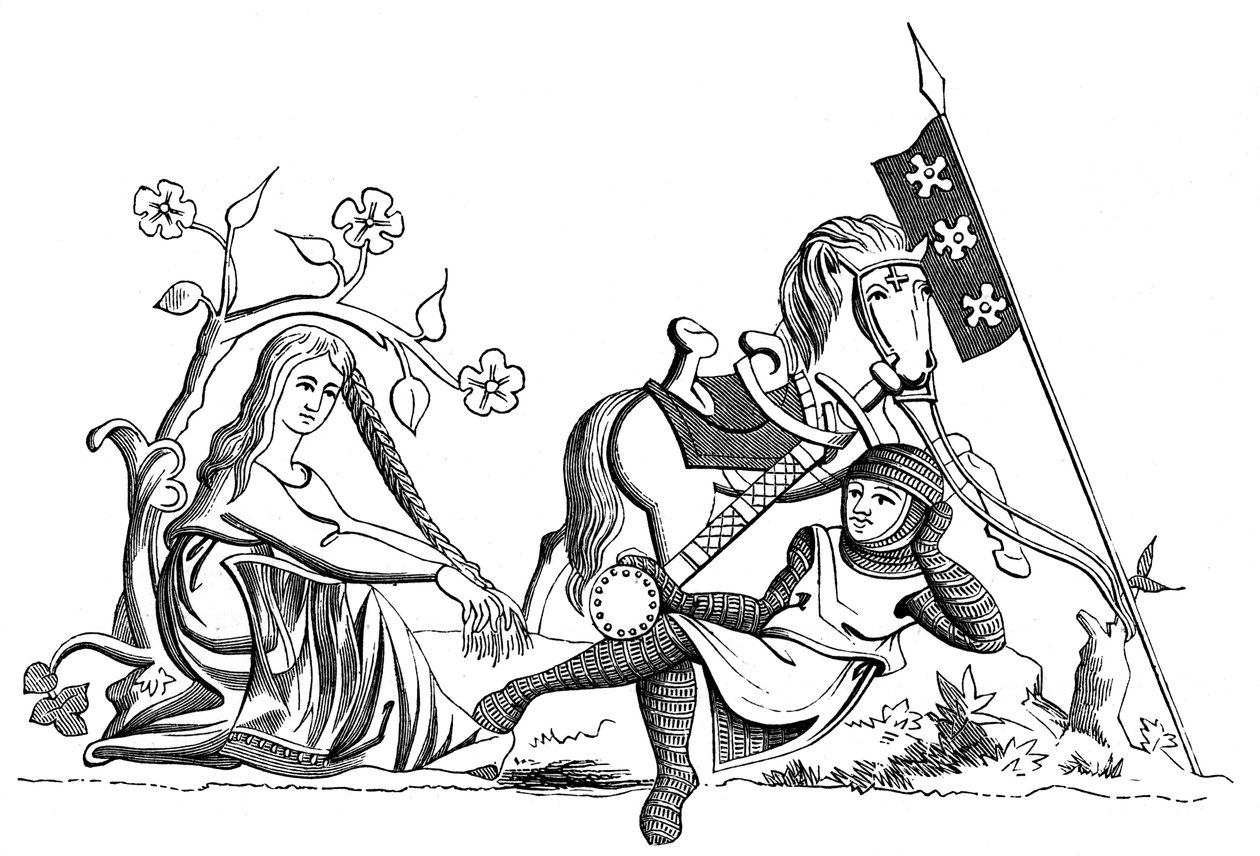 A Knight and a Maiden by Unbekannt