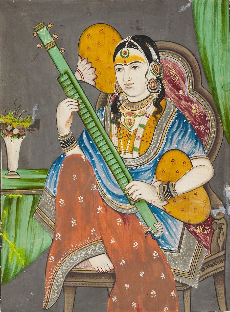 A Lady Playing a Vina by Unbekannt