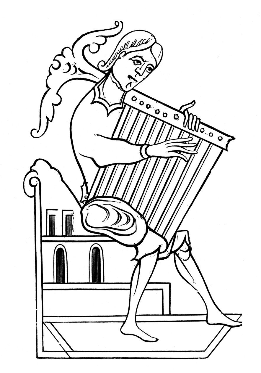 A Psaltery Player by Unbekannt