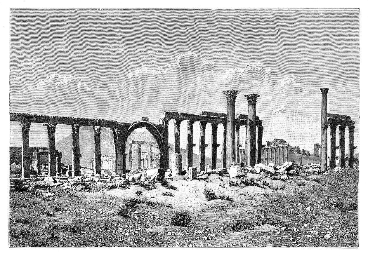 A Ruined Colonnade at Palmyra Tadmur, Syria by Unbekannt