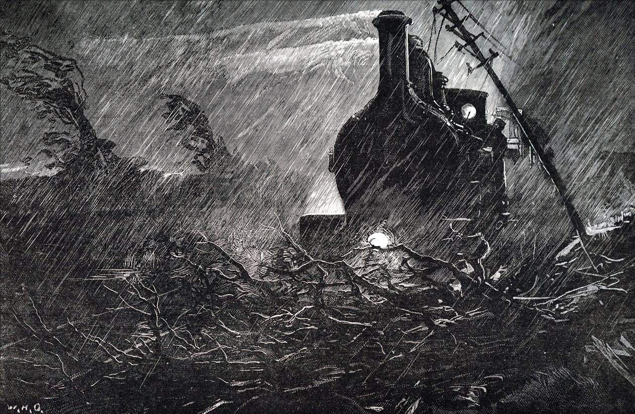 A Train Halted by Debris on the Track by Unbekannt