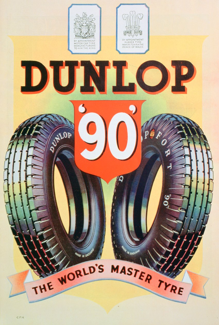 Advert for Dunlop 90 tyres, 1935 by Unbekannt