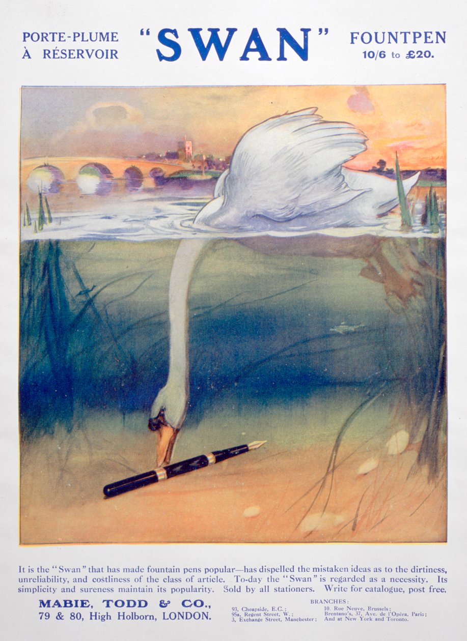 Advert for Swan Fountain Pens, c1906 by Unbekannt