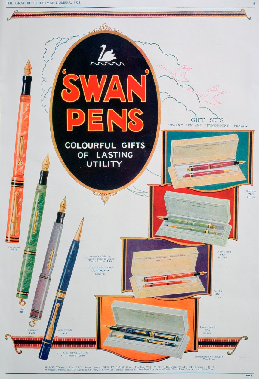 Advert for Swan pens, 1928 by Unbekannt