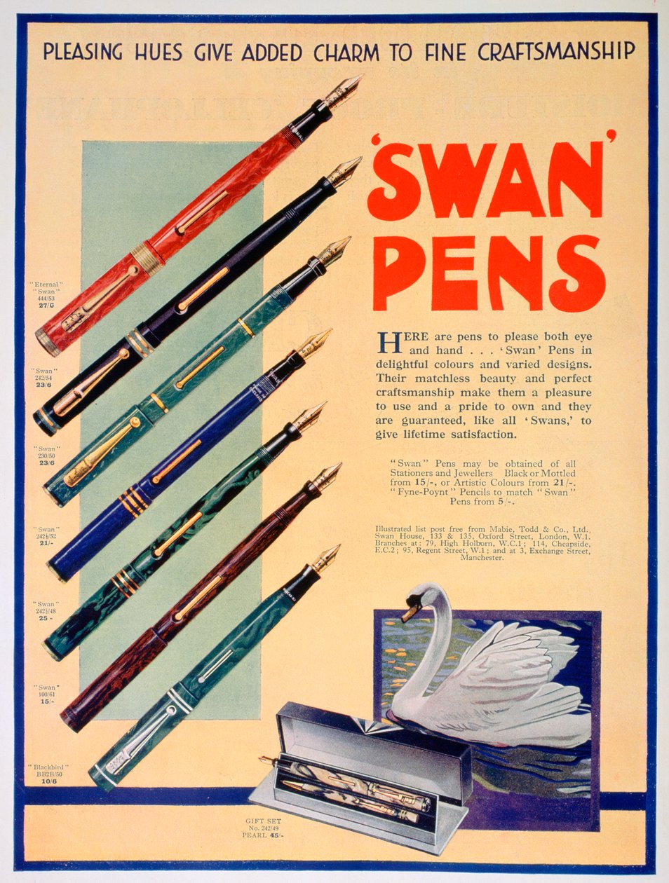 Advert for Swan Pens by Unbekannt