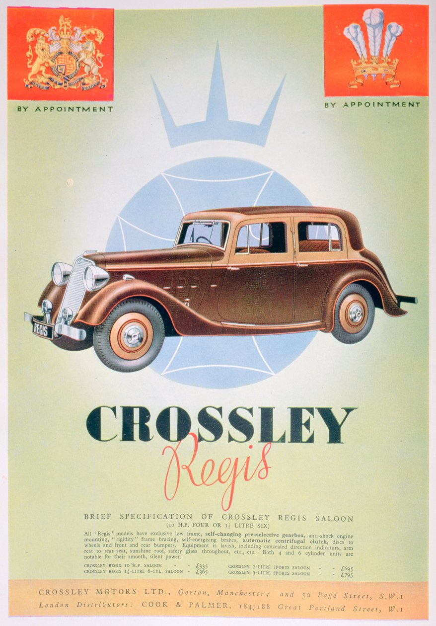 Advert for the Crossley Regis Car by Unbekannt