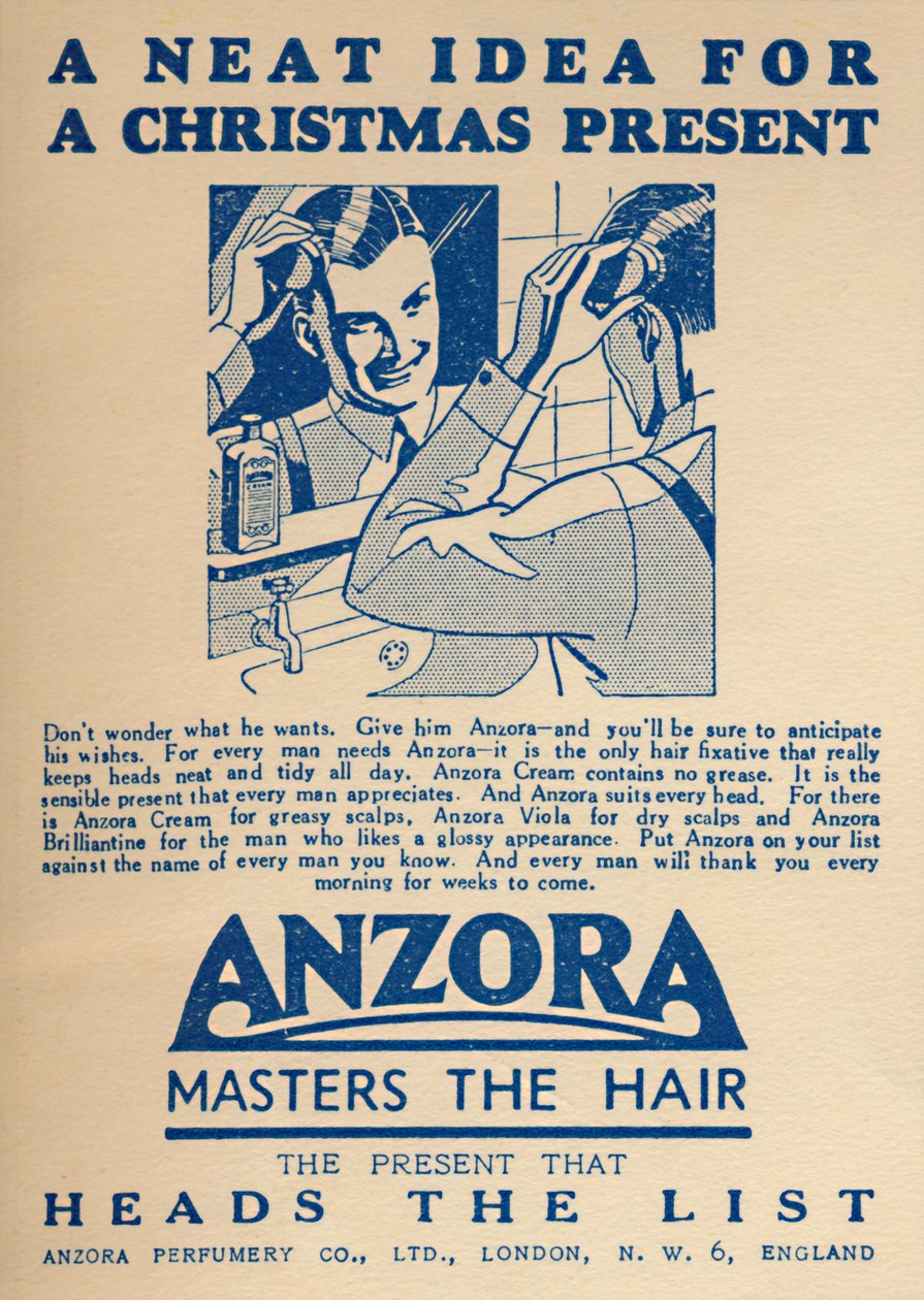 Advertisement for Anzora Hair Fixative by Unbekannt