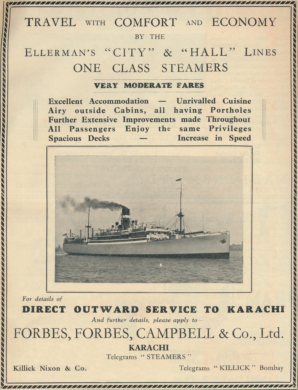 Advertisement for Ellermans Steamers by Unbekannt