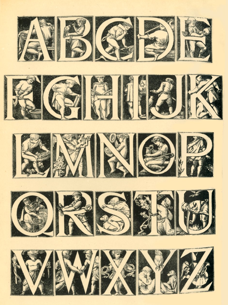 Alphabet design for tiles, 1864 by Unbekannt