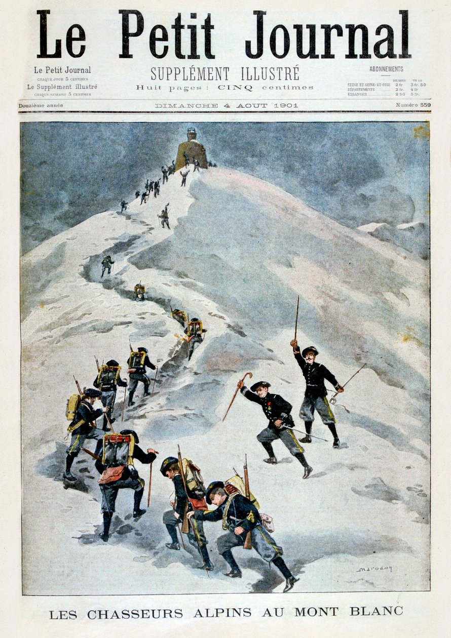 Alpine hunters on Mont Blanc, 1901 by Unbekannt