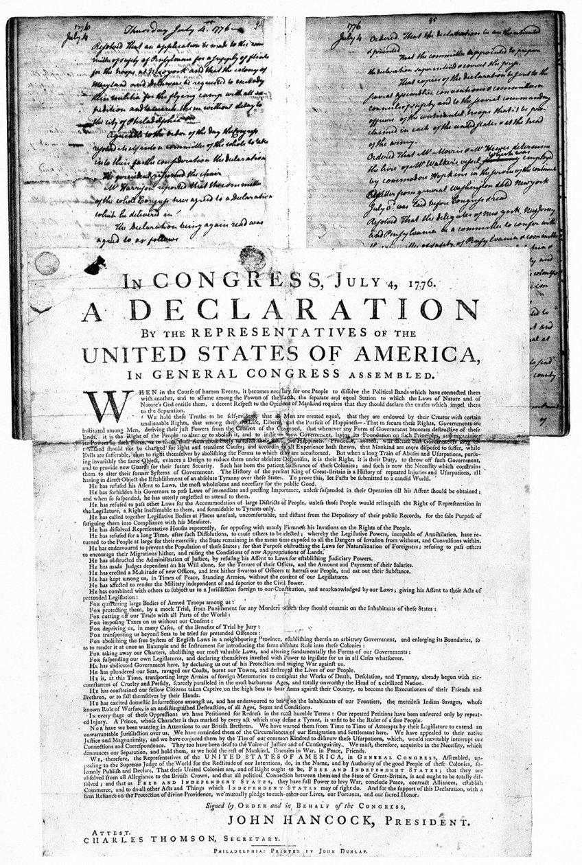 American Declaration of Independence, 4 July 1776 by Unbekannt