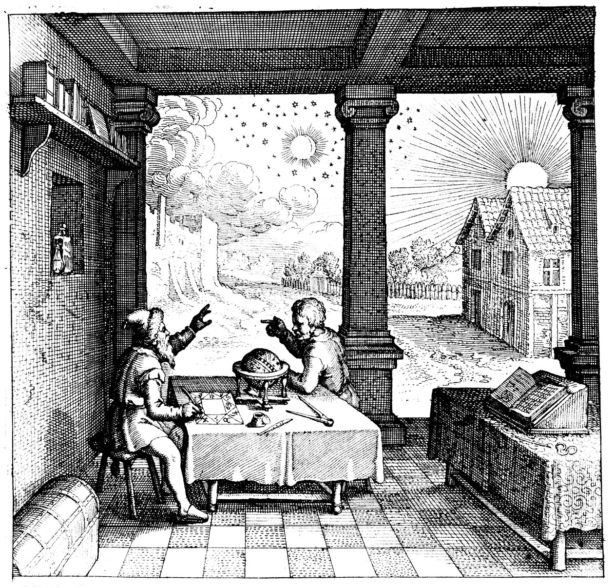 Astrologers preparing a horoscope by Unbekannt